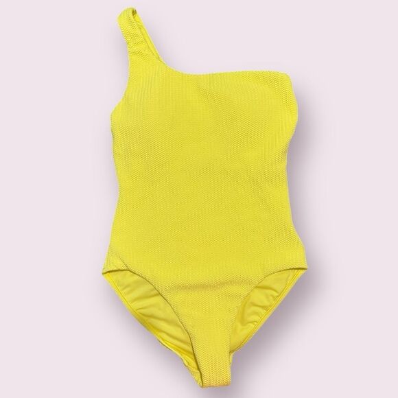 Anthropologie Seafolly NWOT Active One Shoulder One Piece Neon Lime Swimsuit 12 - Picture 4 of 13